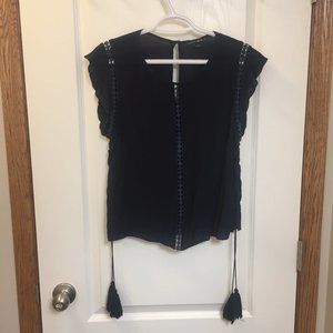 Navy Dolce Vita Top with Embroidered Detailing